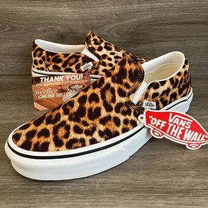 Vans Classic Slip-On Leopard Black True White Women's NWOB